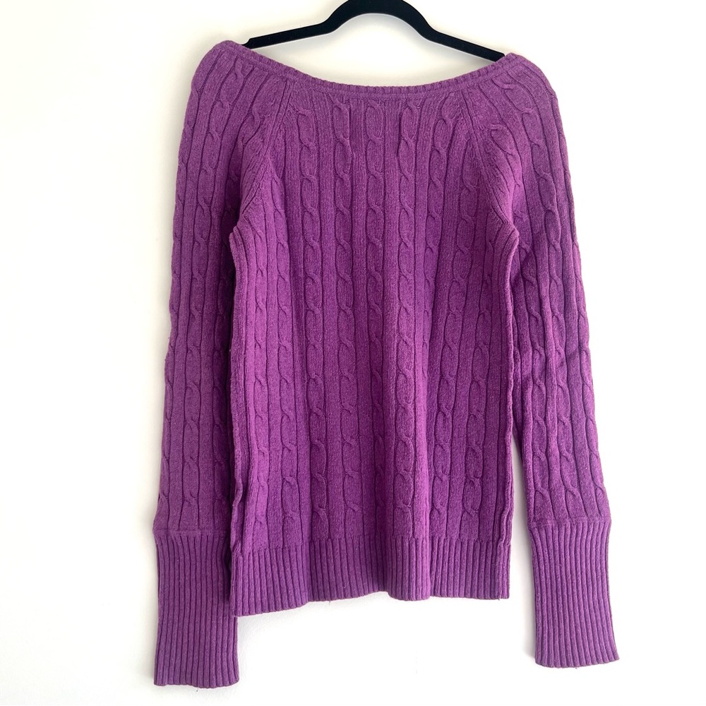 Y2K AEO Cotton-Blend Cable Knit Boatneck Sweater - American Eagle Outfitters - Picture 2 of 8